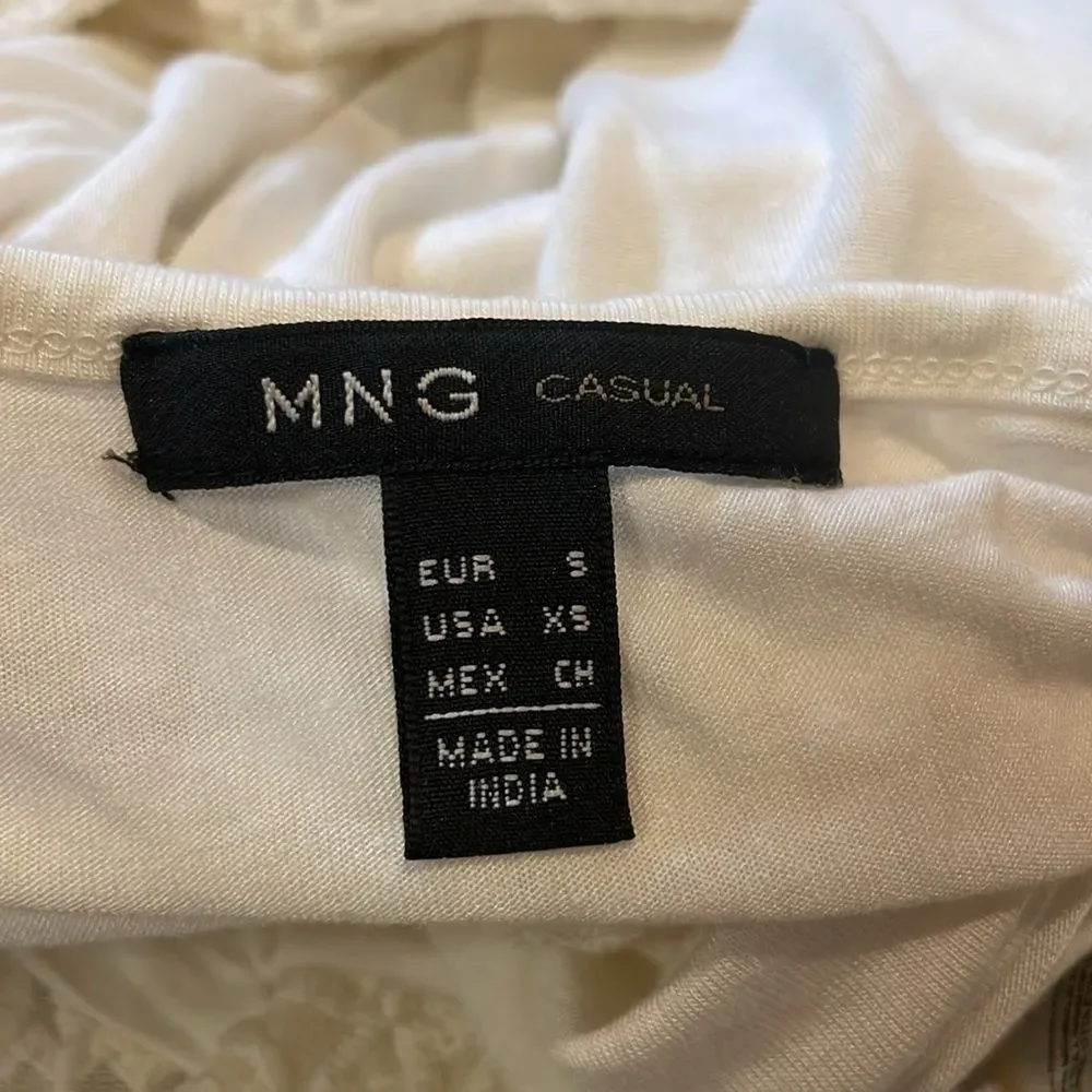 MNG Casual by Mango- “Brenda” Cream Crochet Embroidered & Lace Dress- Size XS